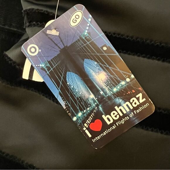 Behnaz Sarafpour for Target Black Velvet and Satin Stripe Circle Skirt, Large - Picture 4 of 10